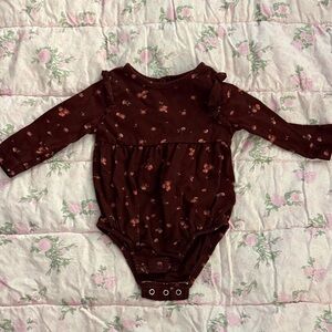 Old Navy Burgundy Floral Baby Bodysuit